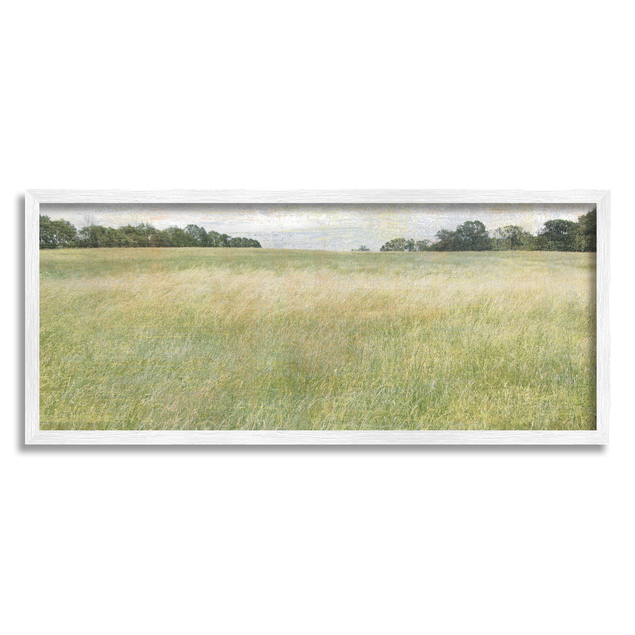 Vast Grassland Field Rural Scene Landscape Graphic Art White Framed Art Print Wall Art