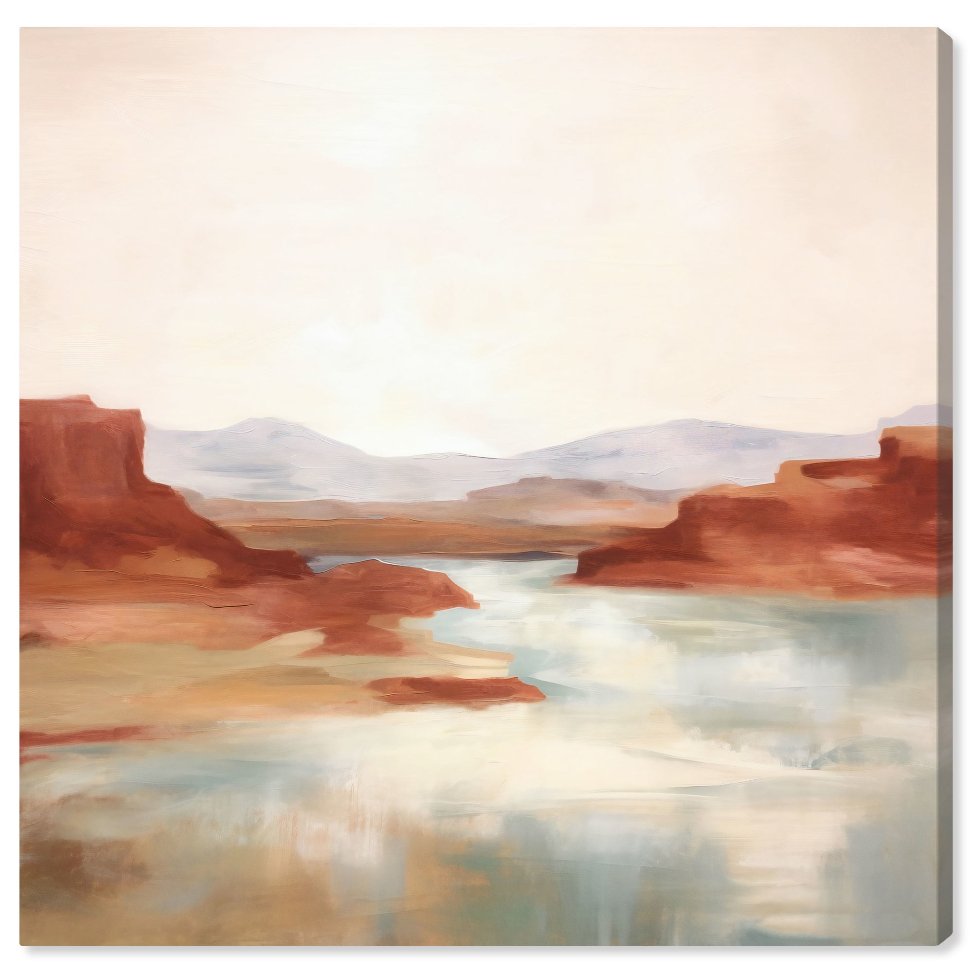 Vintage Coastal Landscape Gallery Wrapped Canvas Wall Art, 12" x 12"