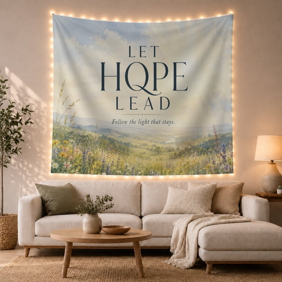 Vast Rolling Valley With Soft Cloudy Bright, Inspirational Illustration for Quote Lovers, Aesthetic Wall Decor, Mother's Day Gift, Tapestry Wall Hanging for Dorm and Living Room