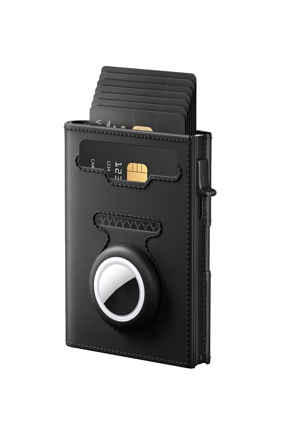 RFID Wallet for Men Compatible with Slim Mens Wallet for Air Tag Smart Pop up Card Holder, Minimalist Wallet with ID Window & Cash Slot, Trifold Compact Metal Aluminum Card Case Y101