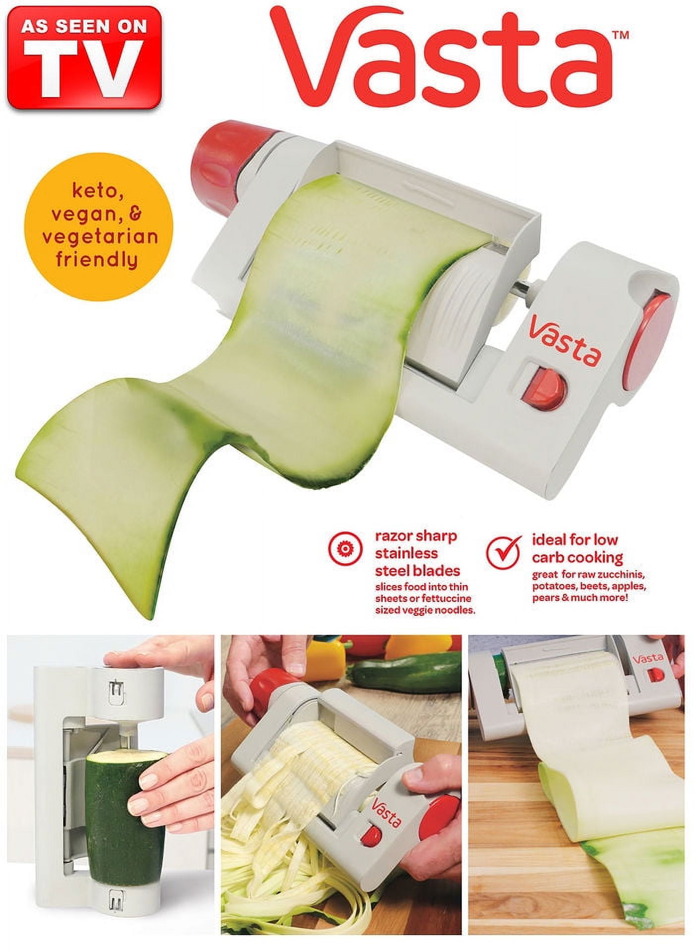 Vasta 2in1Veggie & Fruit Sheet Slicer Noodle Slicer Create Low Carb Veggie Sheets, Lasagna