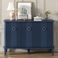 thumbnail image 1 of Vastcury 47.2" Storage Sideboard Cabinet with 3 Acacia Doors, Simple Buffet Cabinet with Metal Handles for Living Room, Navy Blue, 1 of 8