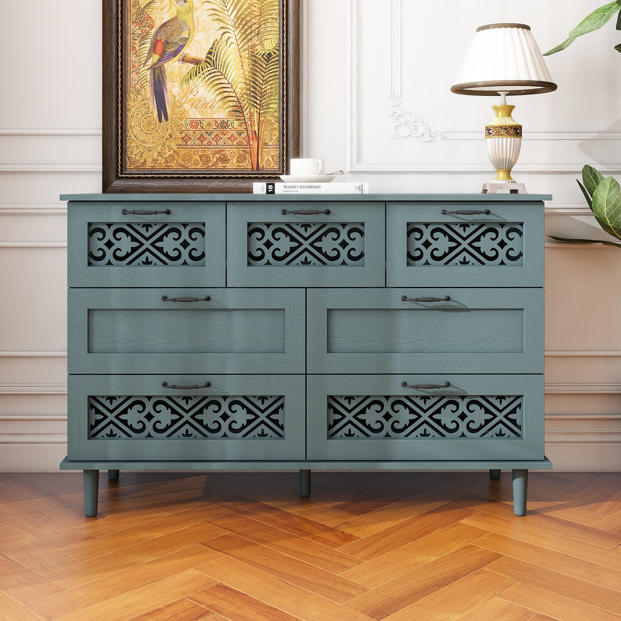 【カデル】cadeal 4drawer chest EDX 7 Drawer Dresser, Wide Chest of Drawers, Fabric Storage Tower