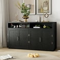 thumbnail image 1 of Vastcury 60" 4-Door Classic Storage Sideboard Cabinet, Buffet Coffee Bar Cabinet with Open Storage for Kitchens, Living Rooms, Black, 1 of 8
