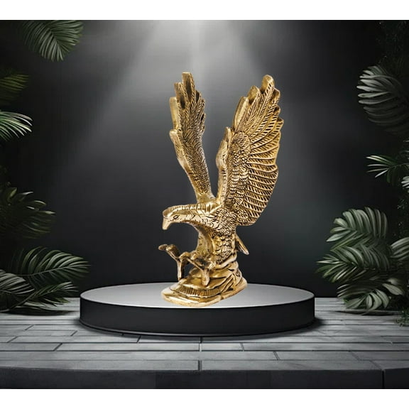 Vastu Brass Eagle Statue Wild Bird Flying Golden Eagle Spreading Wings Sculpture Feng Shui Decorative Home Office Showpiece Height 7.5 Inches