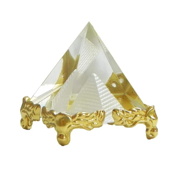 Vastu Feng Shui Clear Crystal Glass Pyramid for Positive Energy, Luck & Prosperity, Decorative Meditation Healing Pyramid for Home & Office Decor
