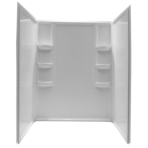 Vasu 60 in. x 36 in. x 74 in. 3-piece DIY Friendly Alcove Shower Surround in White