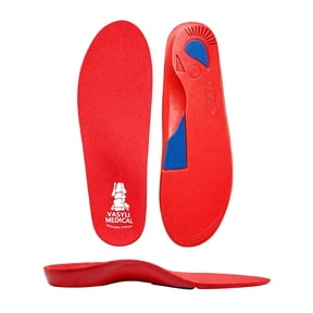 Vasyli Custom Full Length Insoles, Red, Small, Heel Grid Reduces Slippage, Firm Density, Biomechanical Control, Fast & Effective Pain Relief, Treats Pronation, Built-In Rearfoot Varus Angle