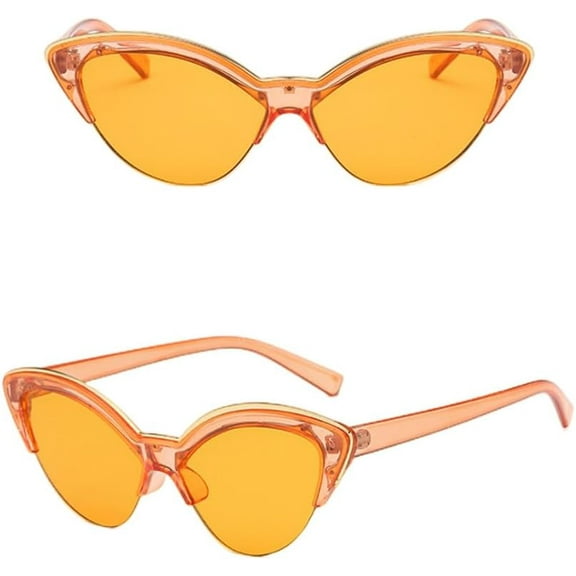 Vat Eye Vintage Style Half Frame Women's Sunglasses Black Cateye Retro Female Sunglasses Small Glasses