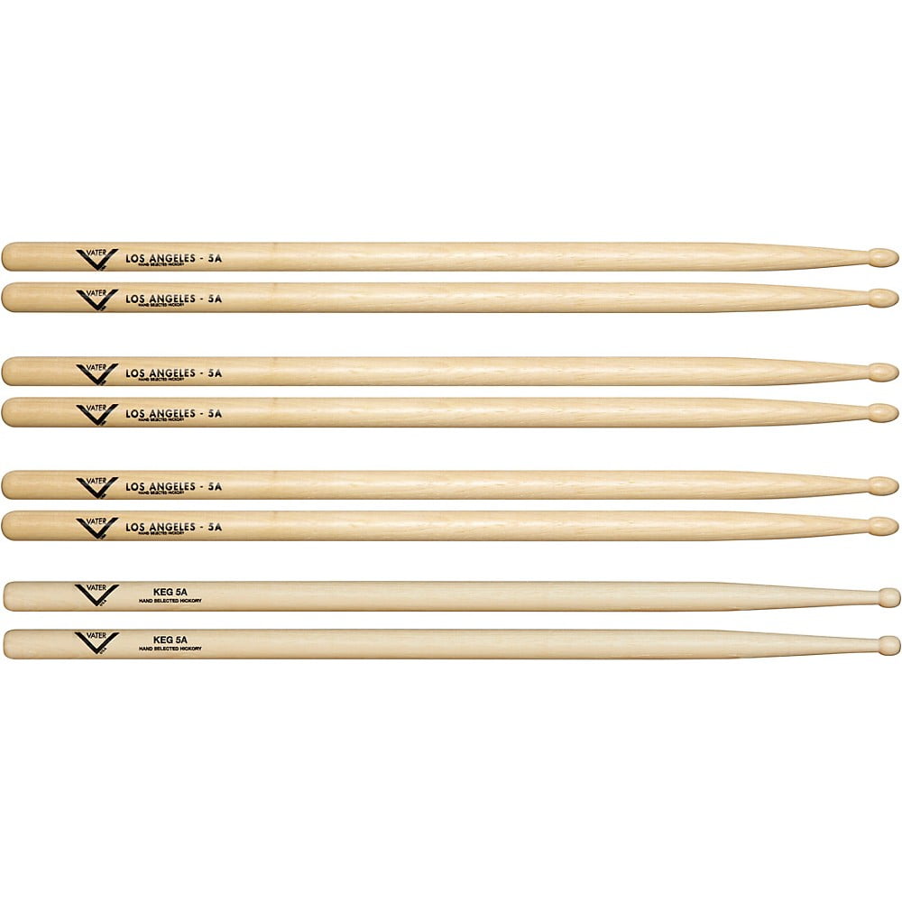 Vater Buy 3 5A Wood Drum Stick Pairs, Get 1 Free KEG 5A Pair