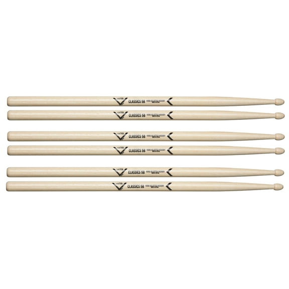 Vater Classics 5B Wood Tip Drumsticks 3-Pack