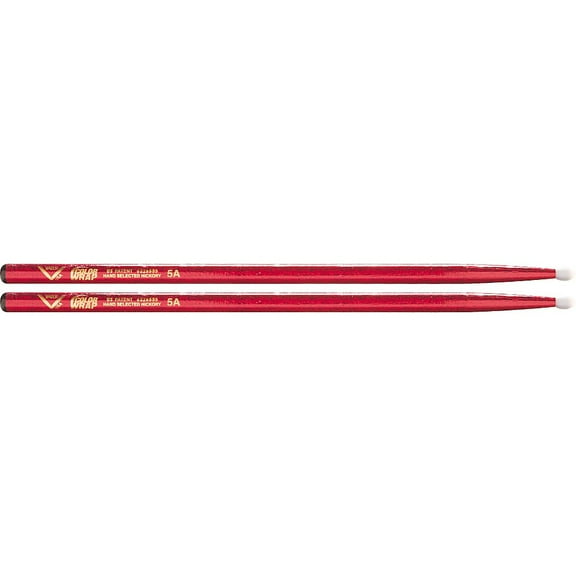 Vater Color Wrap Nylon Tip Sticks Red Sparkle 5A