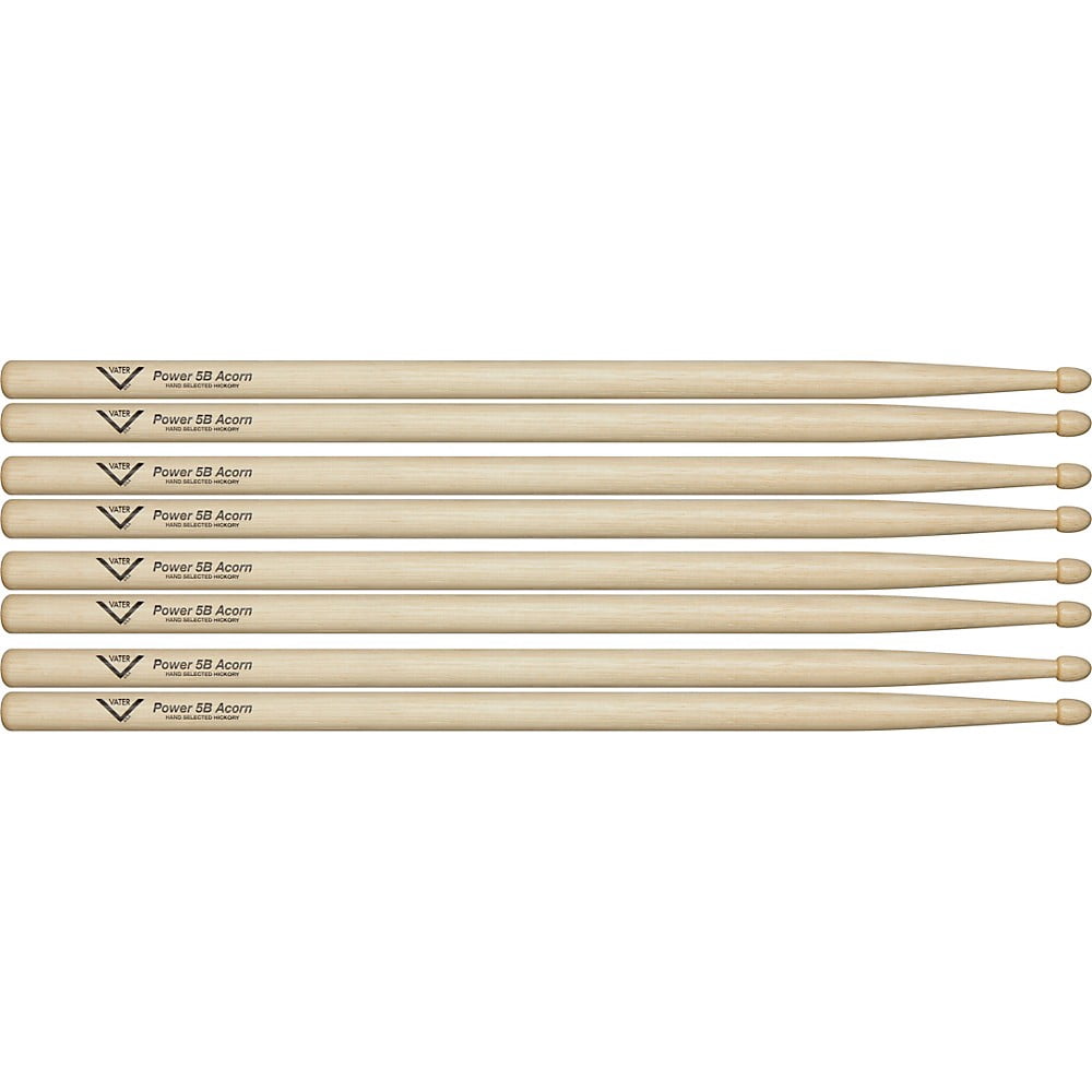 Vater Power 5B Acorn Drum Sticks - Buy 3, Get 1 Free Value Pack Wood