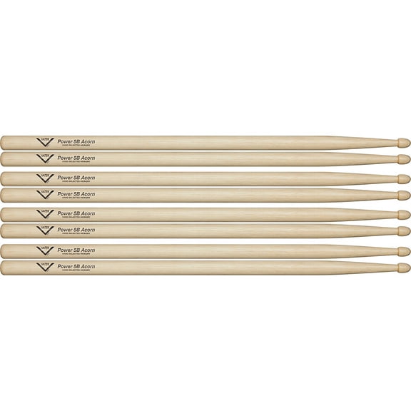 Vater Power 5B Acorn Drum Sticks - Buy 3, Get 1 Free Value Pack Wood