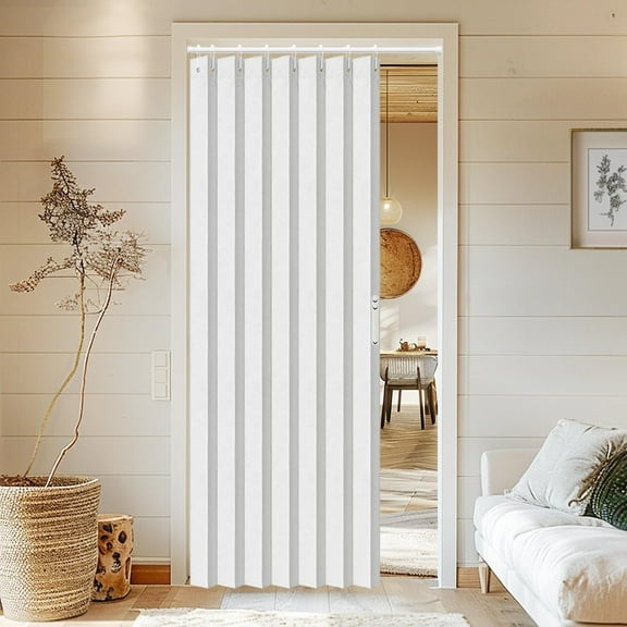 Vatge Accordion Door Curtains for Closet, Laundry Room Curtain for Doorway, Hallway Curtain for Space Privacy, 1 Panel with Tieback, W39 x L78, Stone White