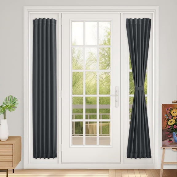 Vatge Sidelight Curtains for Front Door, 12 Inch Wide Narrow Window Side 1 Panel, W12 x L72, Grey