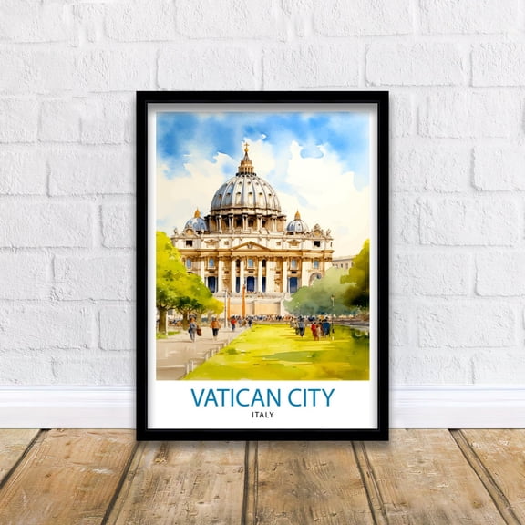 Vatican City Italy Travel Printvatican Wall Decor Vatican Italy Travel Prints Vatican Art Print Vatican Illustration Vatican Wall