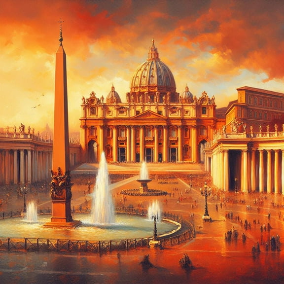 Vatican City Oil Painting - 12" x 18" Art Print Wall Decor