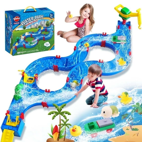 Vatos Toddler Water Table Park Toy, 62-Piece Large Water Sand Table Playset for Kids Aged 3-5