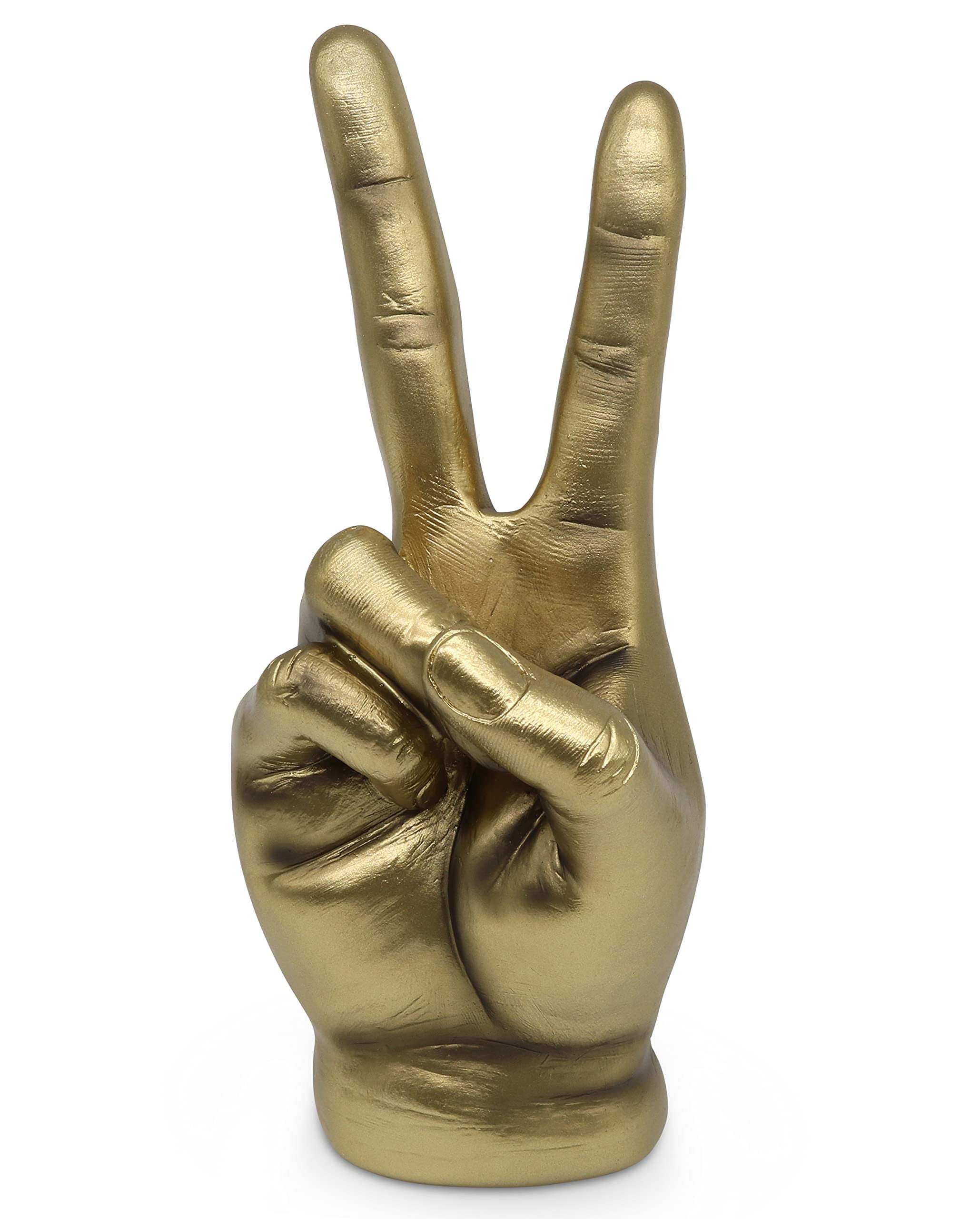 Vaudagio Golden Peace Sign Decor - Modern Victory Hand Sculpture in ...