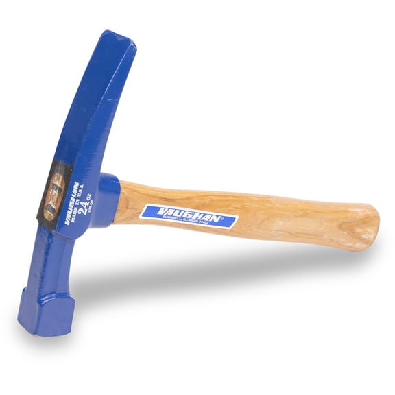 VAUGHAN VN17816 Bricklayer Hammer, 24 oz, Carbide Tip, American High Carbon Steel, Carbide Chisel Blade, Square Beveled Face, Cuts Brick and Masonry