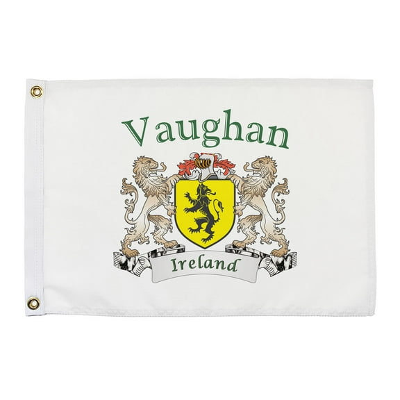Vaughan Irish Coat of Arms Small White Flag - 16"x10.5" inches