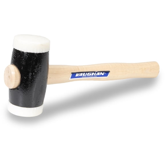VAUGHAN VN58418 Nylon Face Hammer, 4-1/2 Lb, Soft Face Hammer, Black Painted Malleable Iron Head, Replaceable White Nylon Faces, American Hickory Handle