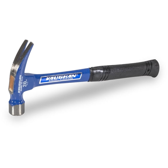 VAUGHAN VN11200 Steel Eagle Curved Claw, 20 Oz, Claw Hammer, Smooth Face, Octagon Neck, Hickory Plug Handle, Non-Slip Cushioned Grip, R999