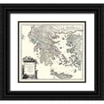 thumbnail image 1 of Vaugondy 13x12 Black Ornate Wood Framed with Double Matting Museum Art Print Titled - Ancient Greece - Vaugondy 1757, 1 of 4