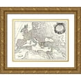 thumbnail image 1 of Vaugondy 24x19 Gold Ornate Wood Framed with Double Matting Museum Art Print Titled - Roman Empire Europe - Vaugondy 1757, 1 of 4
