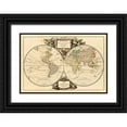thumbnail image 1 of Vaugondy, Didier Robert 14x11 Black Ornate Wood Framed with Double Matting Museum Art Print Titled - Mappemonde, 1752, 1 of 4