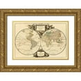 thumbnail image 1 of Vaugondy, Didier Robert 32x23 Gold Ornate Wood Framed with Double Matting Museum Art Print Titled - Mappemonde, 1752, 1 of 4