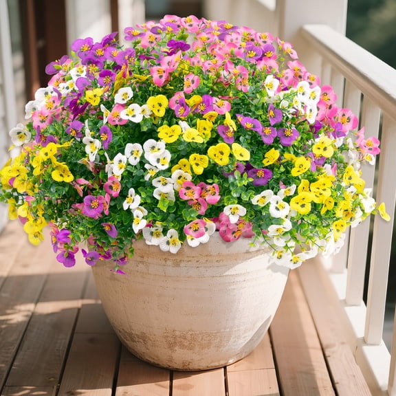 Vaukki 16 Bundles Artificial Flowers Fake Plants for All Seasons,UV Resistant Faux Flowers for Planters Porch Yard Patio Balcony Home Decor,Yellow