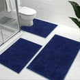 thumbnail image 1 of Vaukki Dark Blue Bathroom Rug Sets 3 Piece Ultra Soft Absorbent Shaggy Bath Mat Non Slip Toilet Rug for Bathroom, 1 of 9