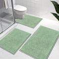 thumbnail image 1 of Vaukki 3 Piece Bathroom Rugs Set, Chenille Ultra Soft Non Slip Absorbent Bath Mats, Quick Dry Machine Washable Shaggy Bath Rugs with Contour Mat, Green, 1 of 9