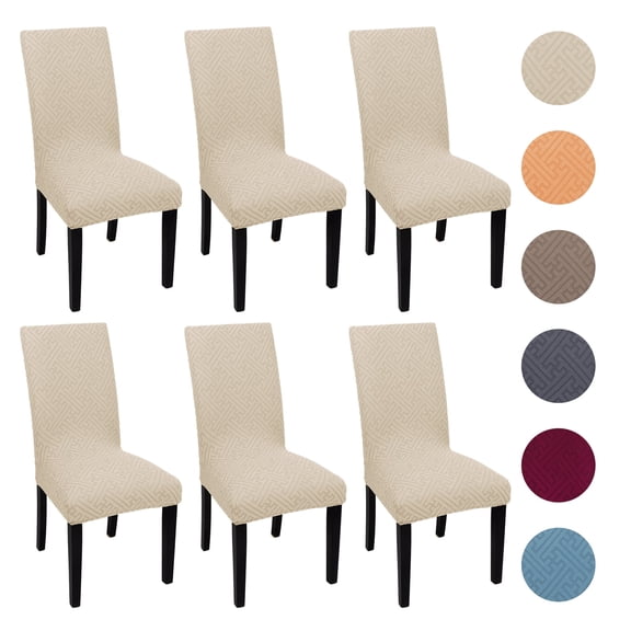 Vaukki Stretch Dining Chair Covers Set of 6, Removable Washable Chair Slipcovers Protector for Dining Room, Beige