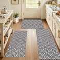 thumbnail image 1 of Vaukki Chevron Kitchen Rugs Sets of 3, Non Slip Machine Washable Kitchen Floor Mats, Heavy Duty Low Profile Rugs for Sink Laundry Room, Gray, 1 of 14