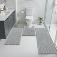thumbnail image 1 of Vaukki Geometric Bathroom Rug Set of 3 Microfiber Soft Absorbent Non Slip Bath Rugs for Bathroom，(18"x26"+20"x47"+20"x24"，Gray), 1 of 8