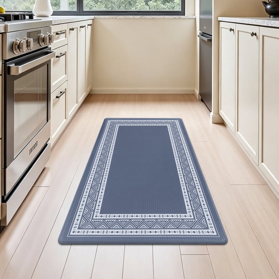 Vaukki 17"x29" Kitchen Rug, Waterproof Non Slip Anti Fatigue Kitchen Mats for Floor Kitchen Sink Laundry Room, Blue