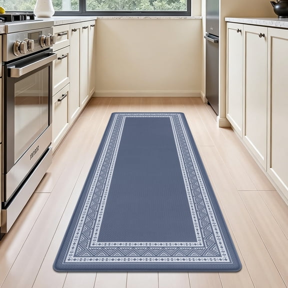 Vaukki Kitchen Rug,Waterproof Non Slip Floor Mat,Kitchen Rugs and Mats for Dining & Laundry Room,17"x47",Blue