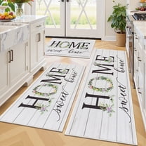 Vaukki Kitchen Rugs Sets of 3 Non Slip Washable Kitchen Mats for Floor,Waterproof Floor Mat Carpet for Kitchen,Laundry,Sink,White