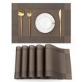thumbnail image 1 of Vaukki PVC Placemats Set of 6 Heavy Duty Heat Resistant Washable Table Mats for Dining Table, Brown, 1 of 9