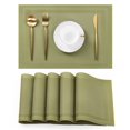 thumbnail image 1 of Vaukki PVC Placemats Set of 6 Heavy Duty Heat Resistant Washable Table Mats for Dining Table, Green, 1 of 8