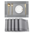 thumbnail image 1 of Vaukki Placemats Set of 6, PVC Woven Table Mats, Heat Resistant Non Slip Washable Placemats for Dining Table, Silver Gray, 1 of 9
