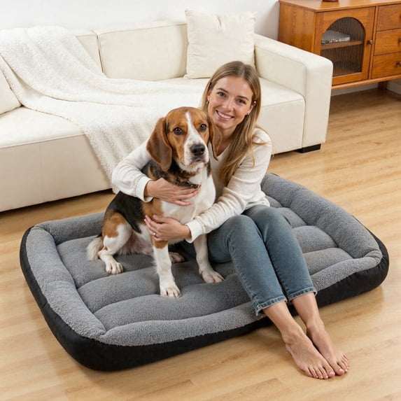 Vaukki Pet Bed for Large Dogs,Washable Pet Sleeping Mat with Waterproof Lining and Non-Skid Bottom,36.5"x29",Black
