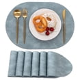 thumbnail image 1 of Vaukki Oval Vinyl Placemats Set of 6, Waterproof Faux Leather Table Mats, Heat Resistant Non Slip Wipeable for Dining Table, Blue, 1 of 12