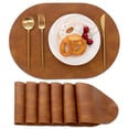thumbnail image 1 of Vaukki Oval Vinyl Placemats Set of 6, Waterproof Faux Leather Table Mats, Heat Resistant Non Slip Wipeable for Dining Table, Brown, 1 of 12
