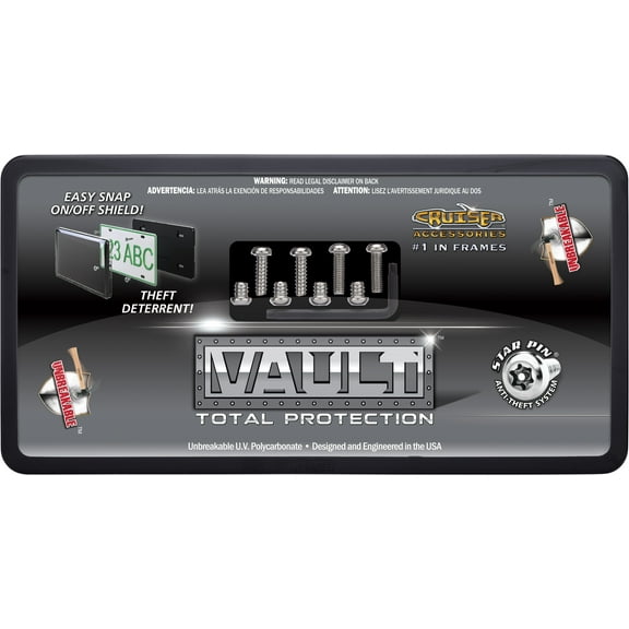 Vault Black / Clear ABS Plastic License Plate Frame
