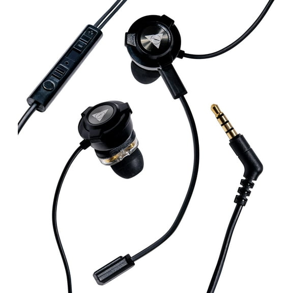 Vault Buds Duo Voice Dual Driver Headphones with Adjustable Boom, in-line Mic and 3D Stereo Sound for Smartphones, Tablets, PC & Laptop