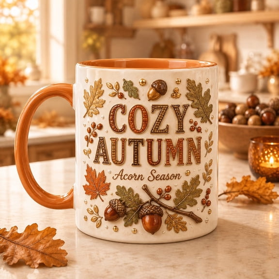 Vault Crest Acorn Leaves Fall Ceramic Coffee Mugs for Seasonal Morning Sips